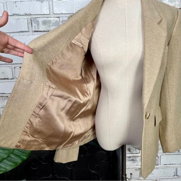 Vintage 80s Even Picone Wool Blend Tan Neutral Academia Blazer 10 - Picture 9 of 12